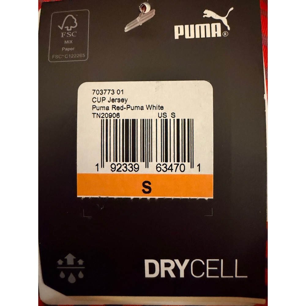 Puma Cup Jersey Womens Red Slim Fit DryCell Soccer Shirt Sz Small - Picture 2 of 5